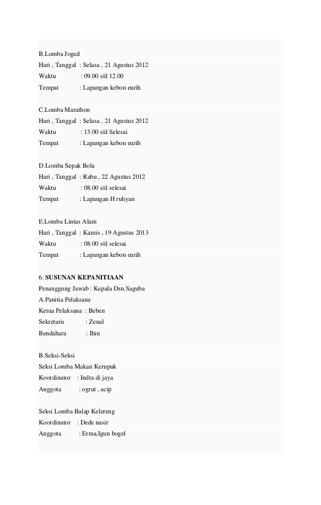 Contoh proposal kegiatan hut ri