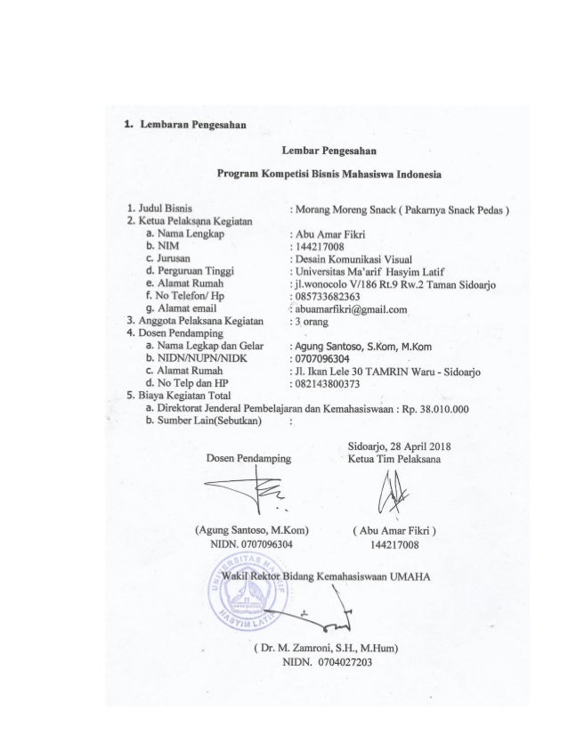 Contoh Proposal Kompetisi Bisnis Mahasiswa Indonesia Kbmi Keripik P