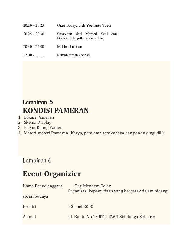 Contoh proposal pameran lukisan Contoh proposal pameran lukisan