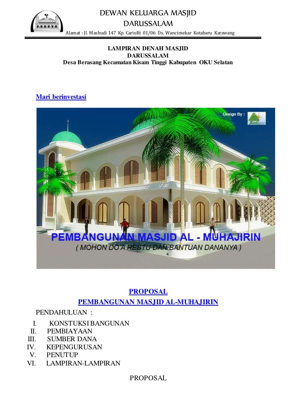Contoh proposal pembangunan masjid