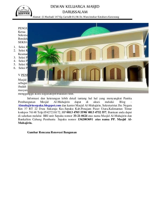 Contoh proposal pembangunan masjid