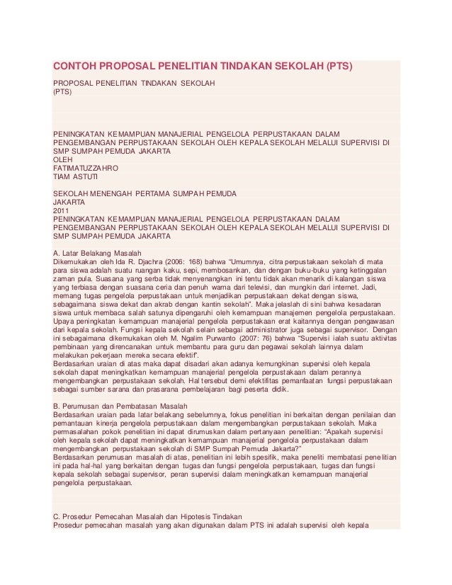 Contoh Proposal Penelitian Tindakan Sekolah
