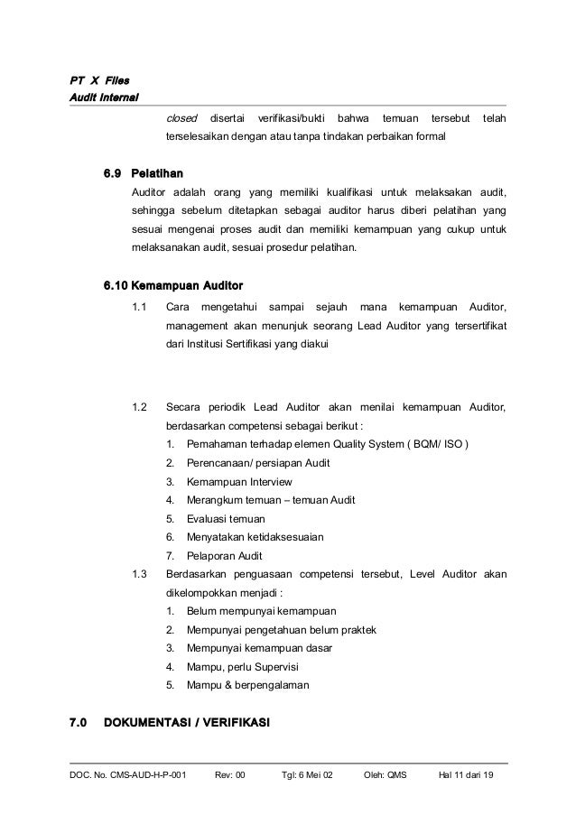 Contoh Laporan Audit Internal Perusahaan Pdf Audit Kinerja