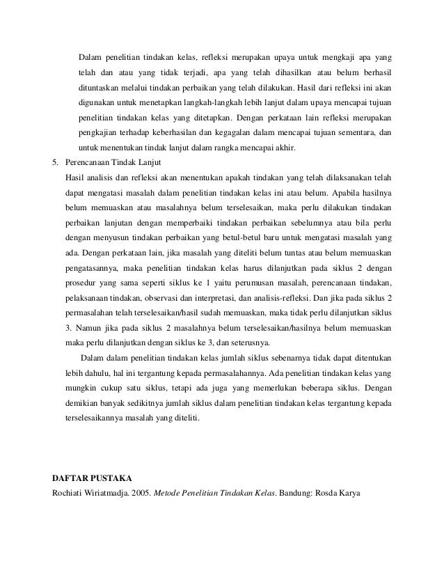 Contoh prosedur penelitian tindakan kelas