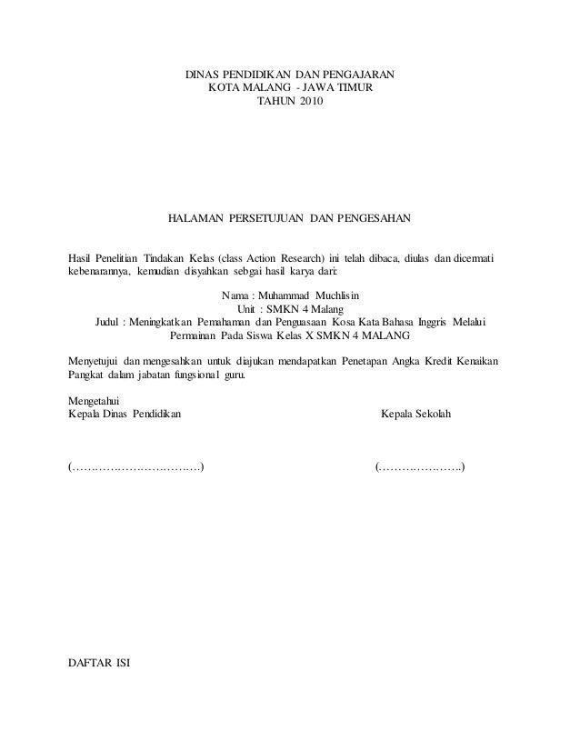 Contoh ptk bahasa inggris sma