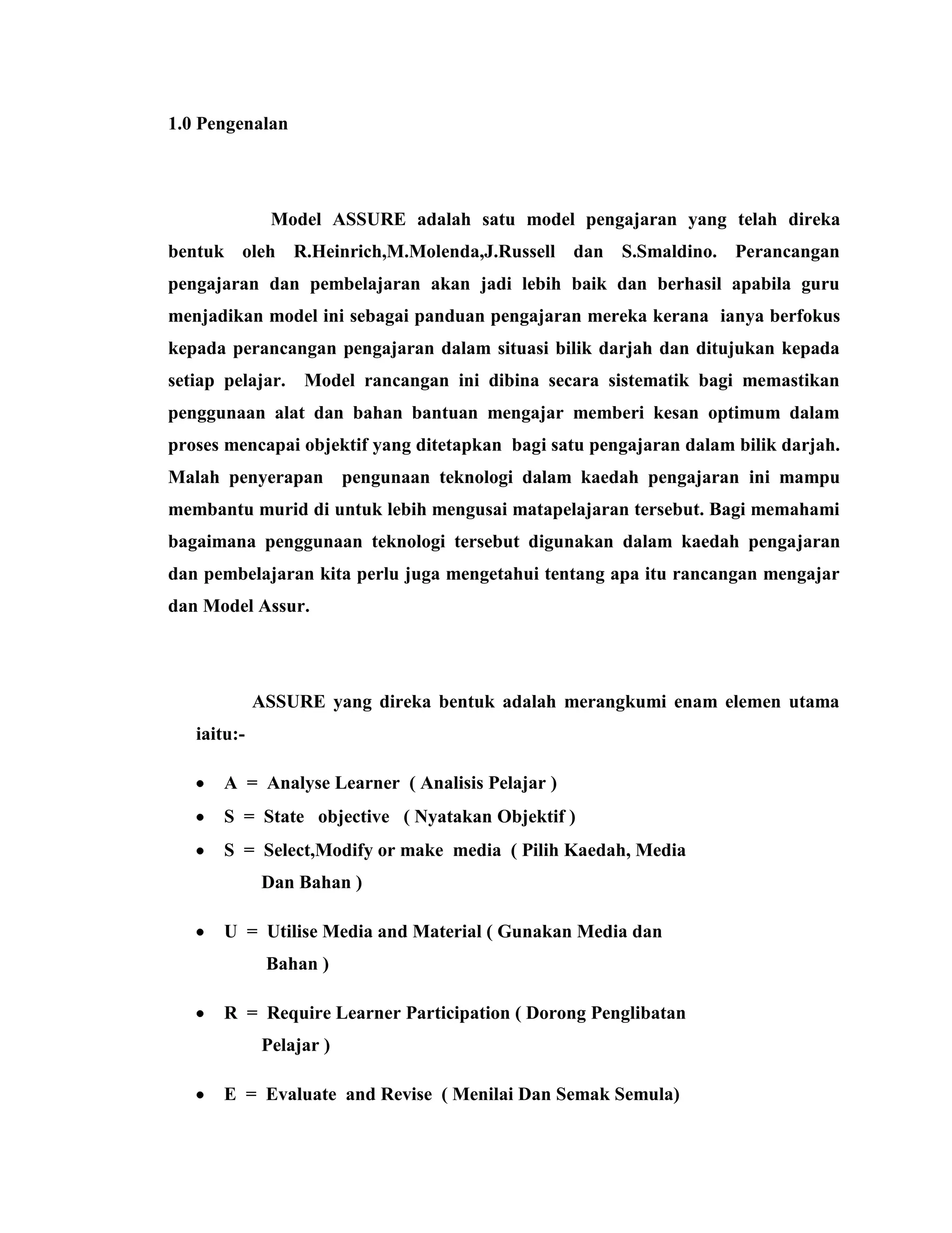 Contoh rancangan pengajaran berdasarkan model assure | DOCX