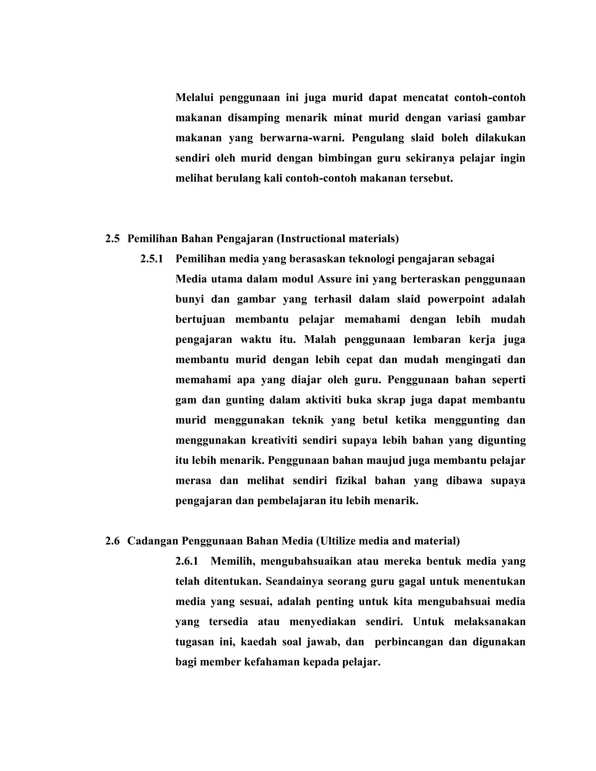 Contoh rancangan pengajaran berdasarkan model assure | DOCX