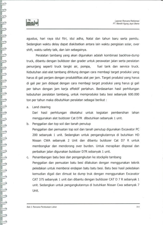 Contoh rencana reklamasi