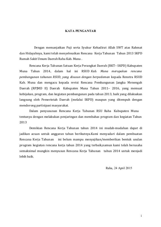 Contoh renja rsud
