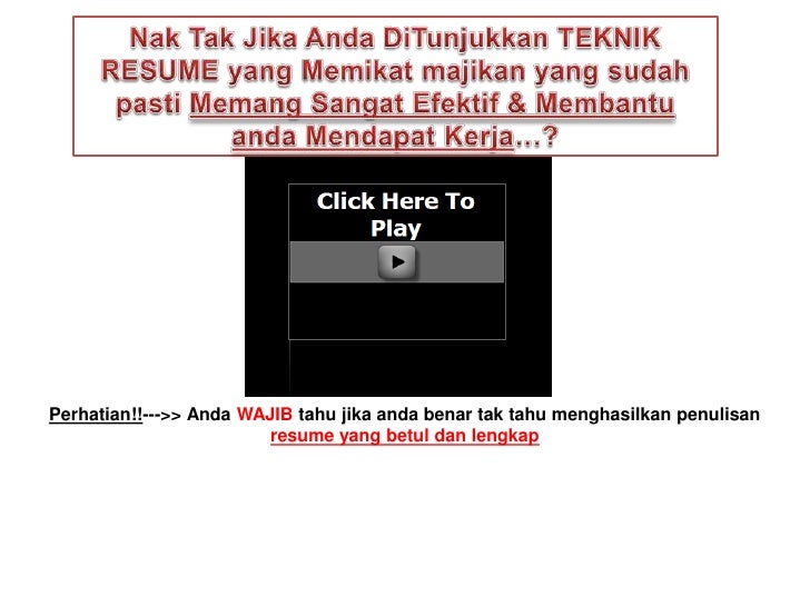 contoh resume yang terbaik