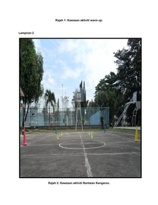 Rajah 1: Kawasan aktiviti warm up.
Lampiran 2
Rajah 2: Kawasan aktiviti Rantaian Kangaroo.
 