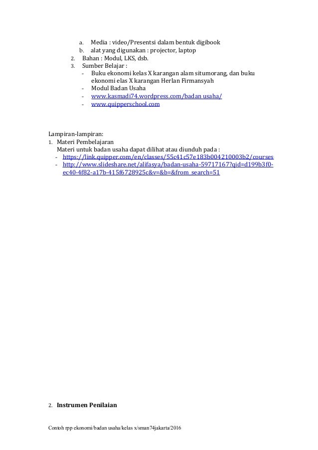 Contoh rpp ekonomi badan usaha