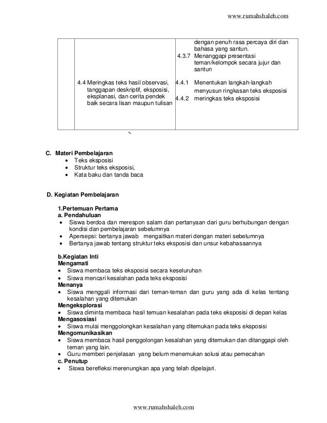 Struktur Teks Eksposisi Dalam Bentuk Cerita Contoh rpp teks eksposisi smp kelas 7