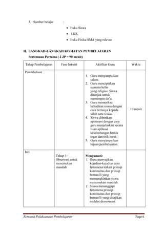 Contoh RPP fisika SMA Fluida Dinamik Seftia Haryani FKIP Fisika ...