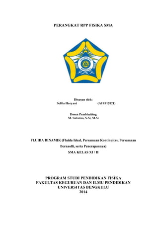 Contoh RPP fisika SMA Fluida Dinamik Seftia Haryani FKIP Fisika ...