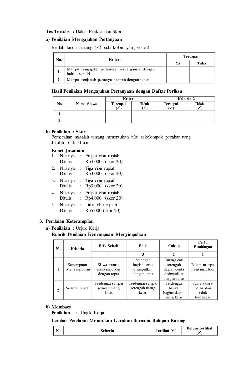 Contoh rpp kelas ii tema 4