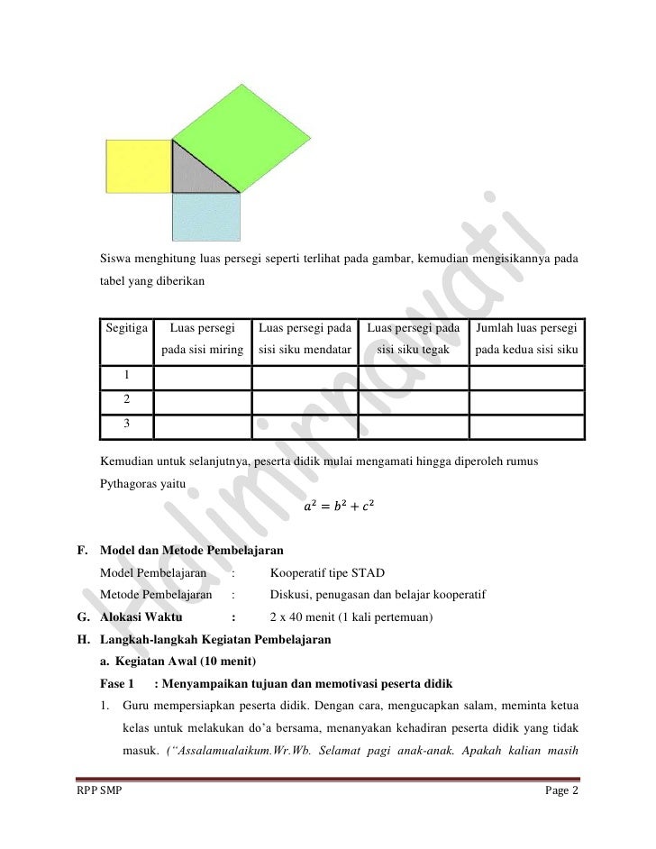 Contoh rpp kelas viii sm 1 (phytsgoras)