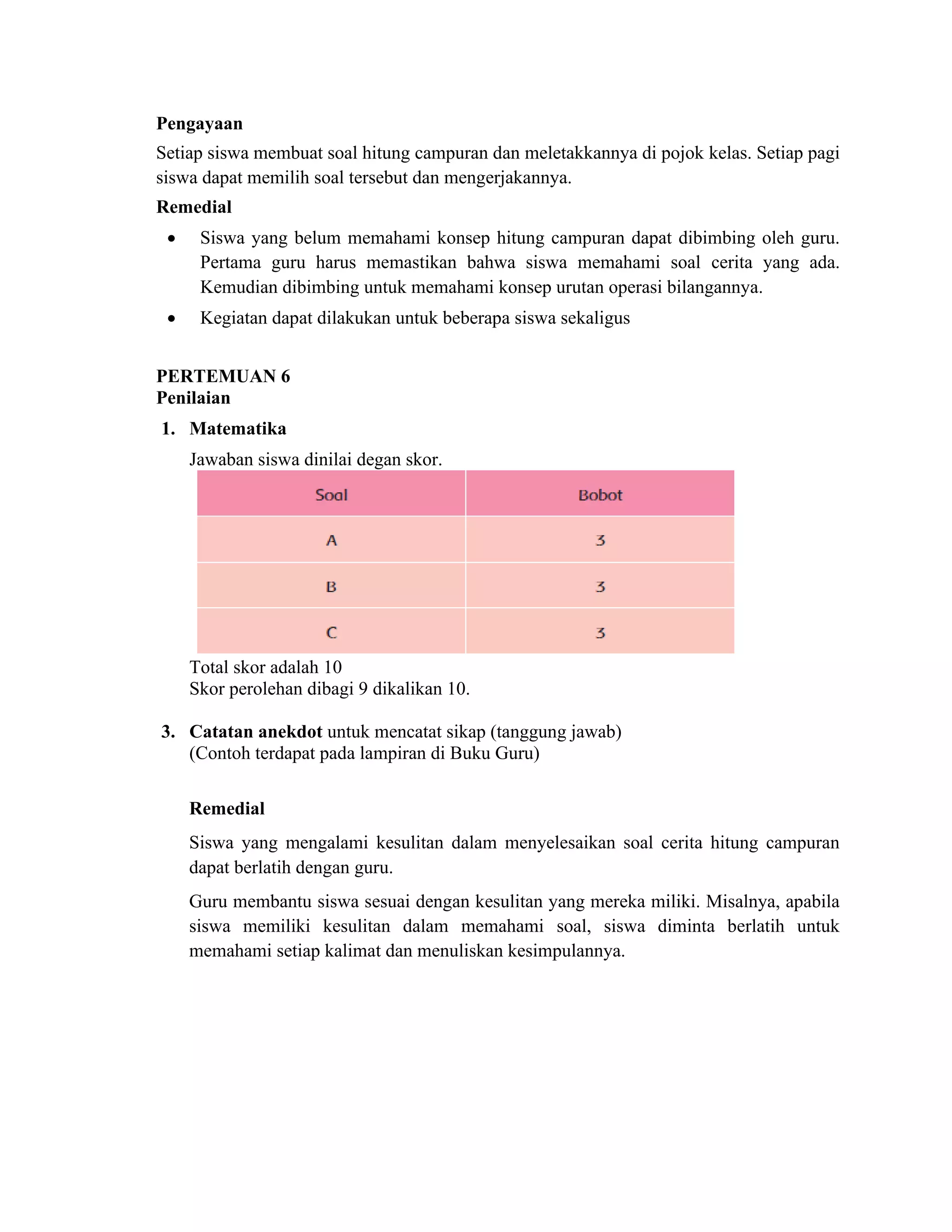 Contoh rpp matematika | PDF