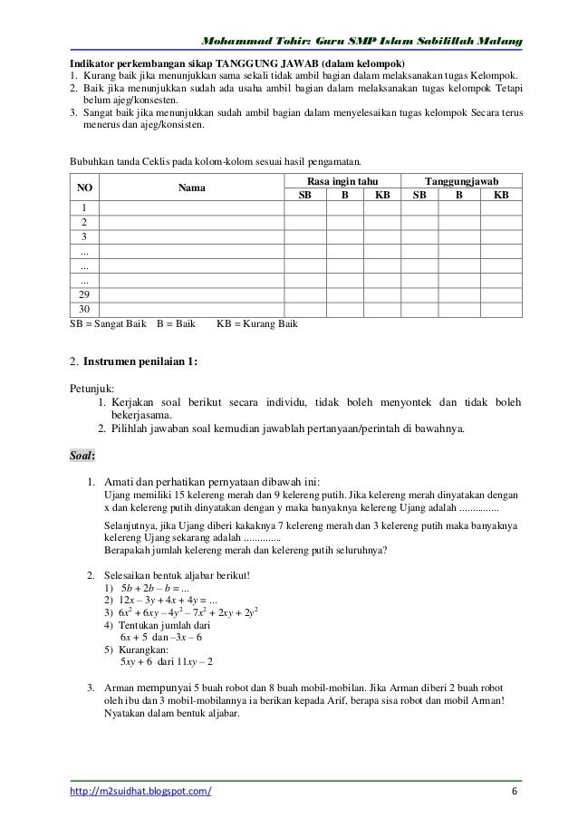 Contoh rpp matematika kelas 8
