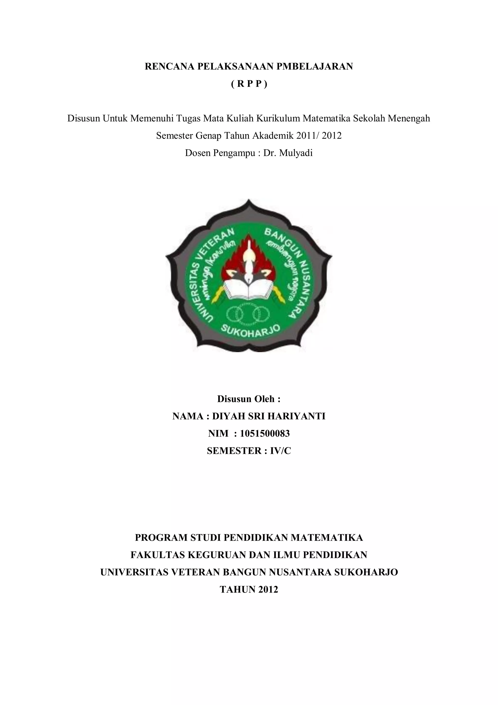 Contoh rpp matematika sm | PDF