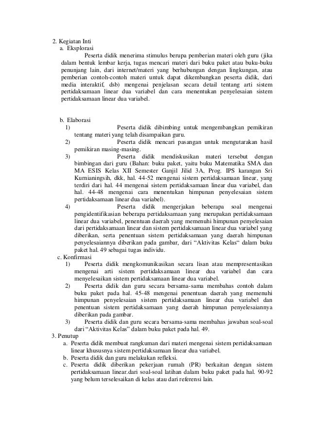 Contoh rpp matematika sm