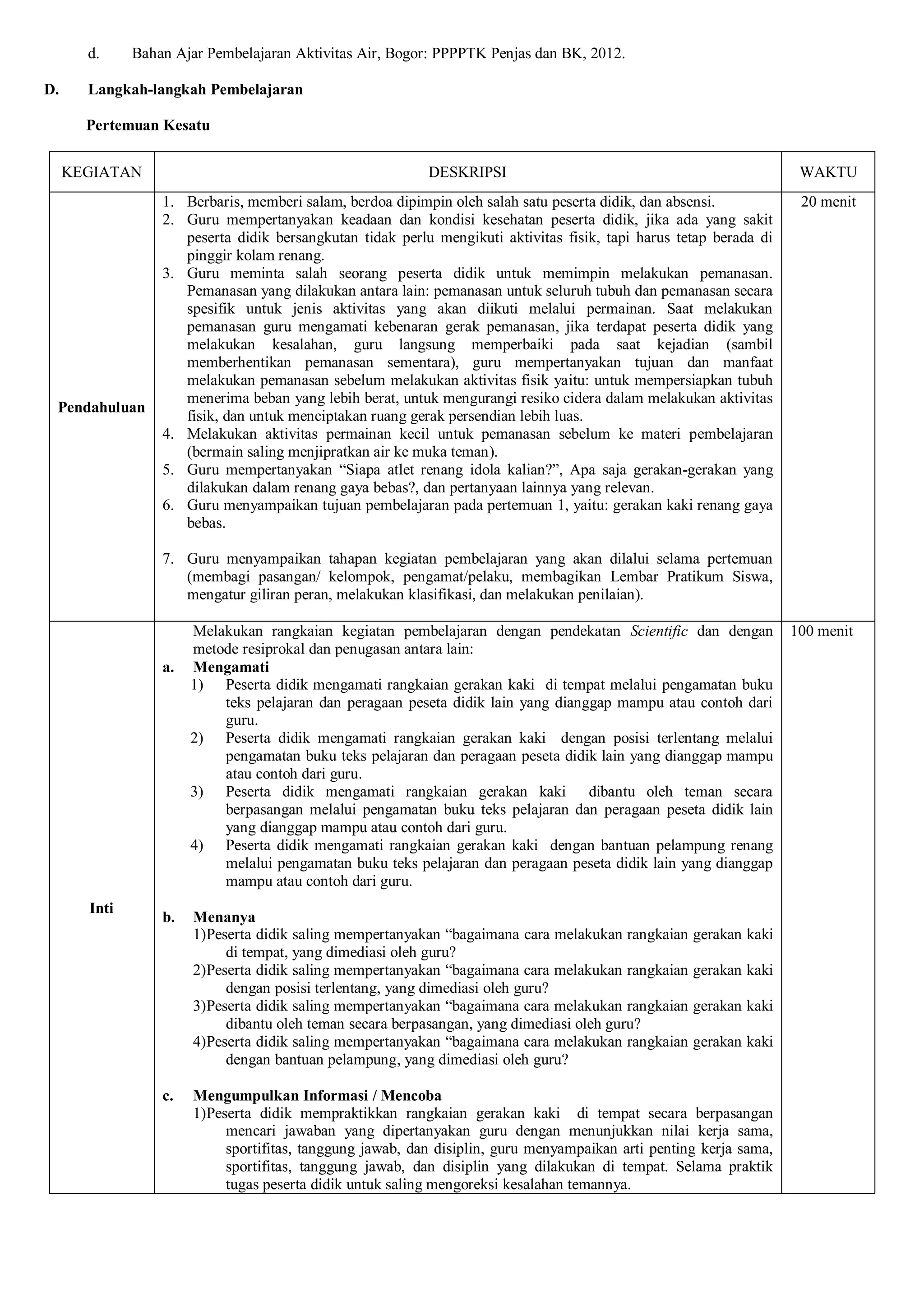 contoh RPP Renang.pdf0000000000000000000 | PDF