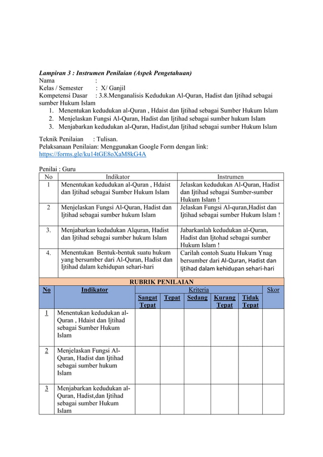 Contoh rpp sesuai standar ukin | PDF