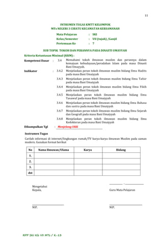 Contoh rpp ski kls 7 m ts k 13 | PDF