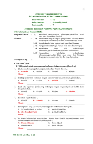 Contoh rpp ski kls 7 m ts k 13 | PDF