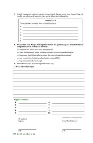 Contoh rpp ski kls 7 m ts k 13 | PDF