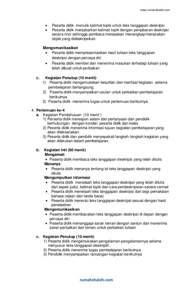 Contoh rpp teks deskripsi smp kelas 7