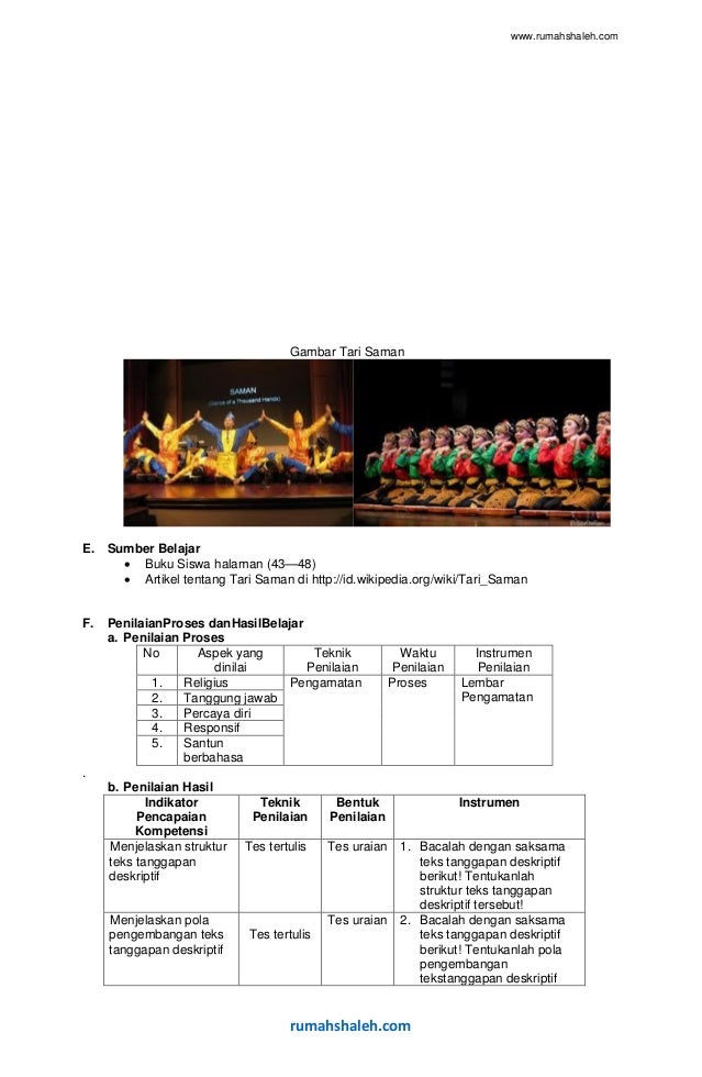 Contoh rpp teks deskripsi smp kelas 7