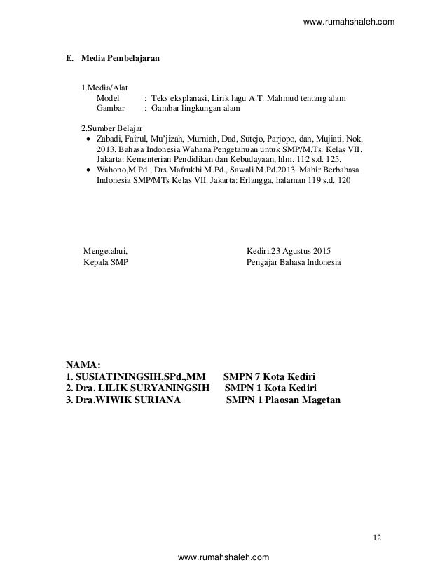 Contoh rpp teks eksplanasi smp kelas vii