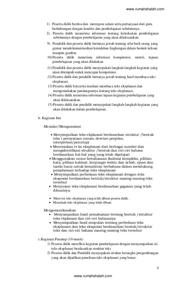 Rpp Teks Eksplanasi