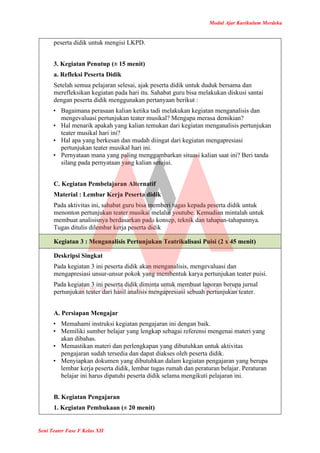 Modul Ajar Seni Teater Kelas 12 Kurikulum Merdeka | PDF