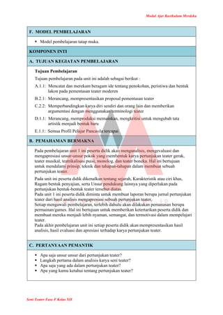 Modul Ajar Seni Teater Kelas 12 Kurikulum Merdeka | PDF