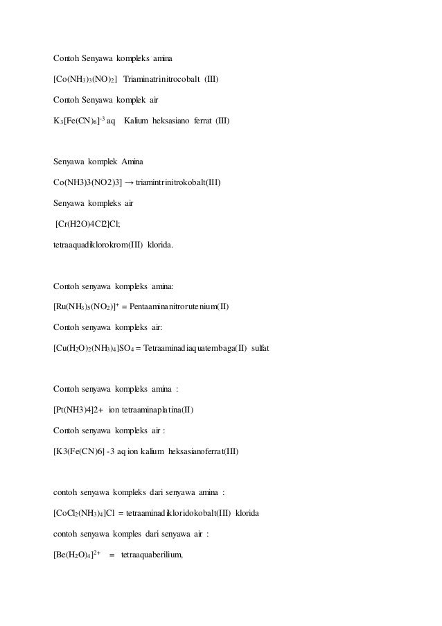 Contoh Senyawa Kompleks Amina