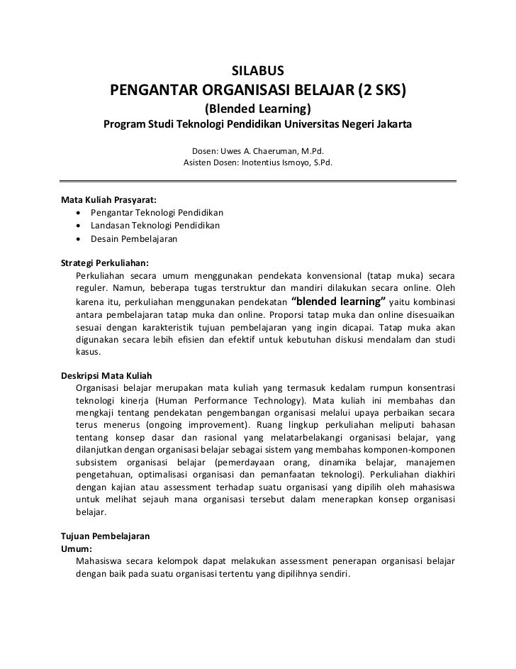 Contoh silabus blended learning Contoh silabus blended learning