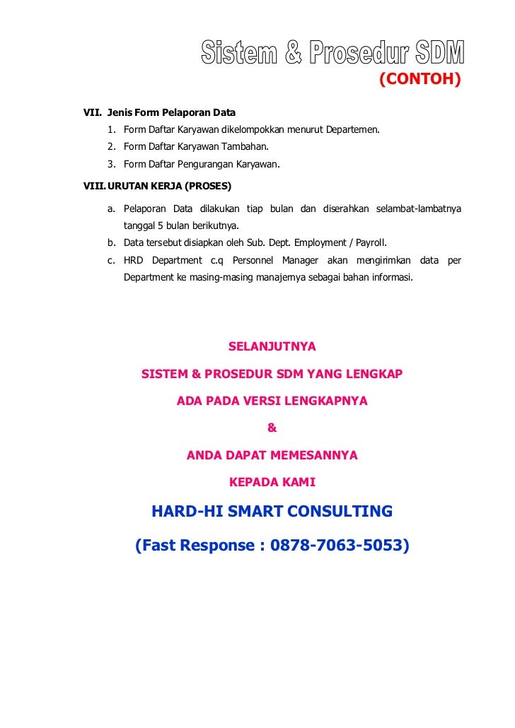 CONTOH SOP SDM Perusahaan (Best Practise)