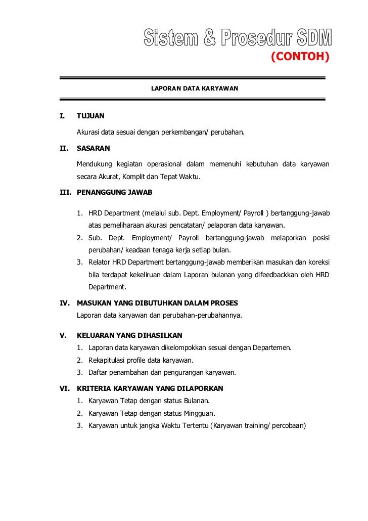 Contoh SOP SDM Perusahaan Best Practise