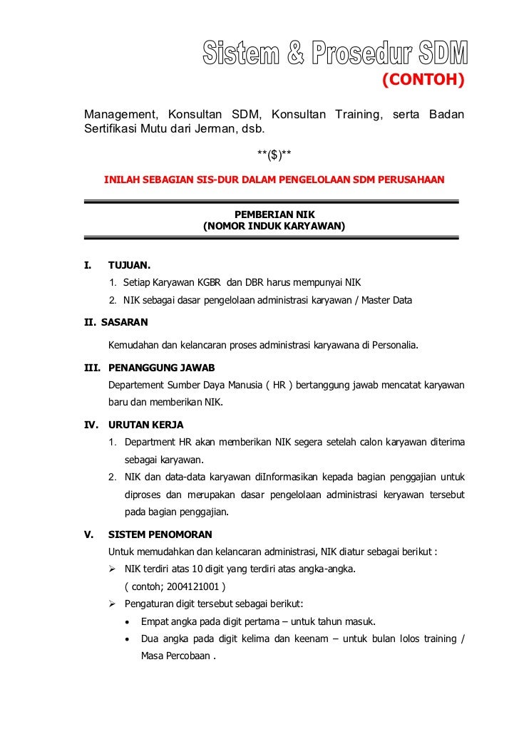 Contoh SOP SDM Perusahaan Best Practise