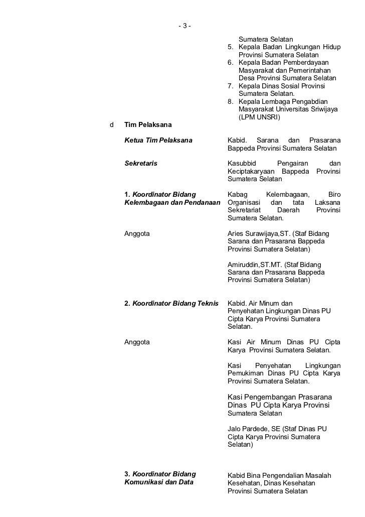 Contoh SK Gubernur Pembentukan Pokja AMPL Povinsi