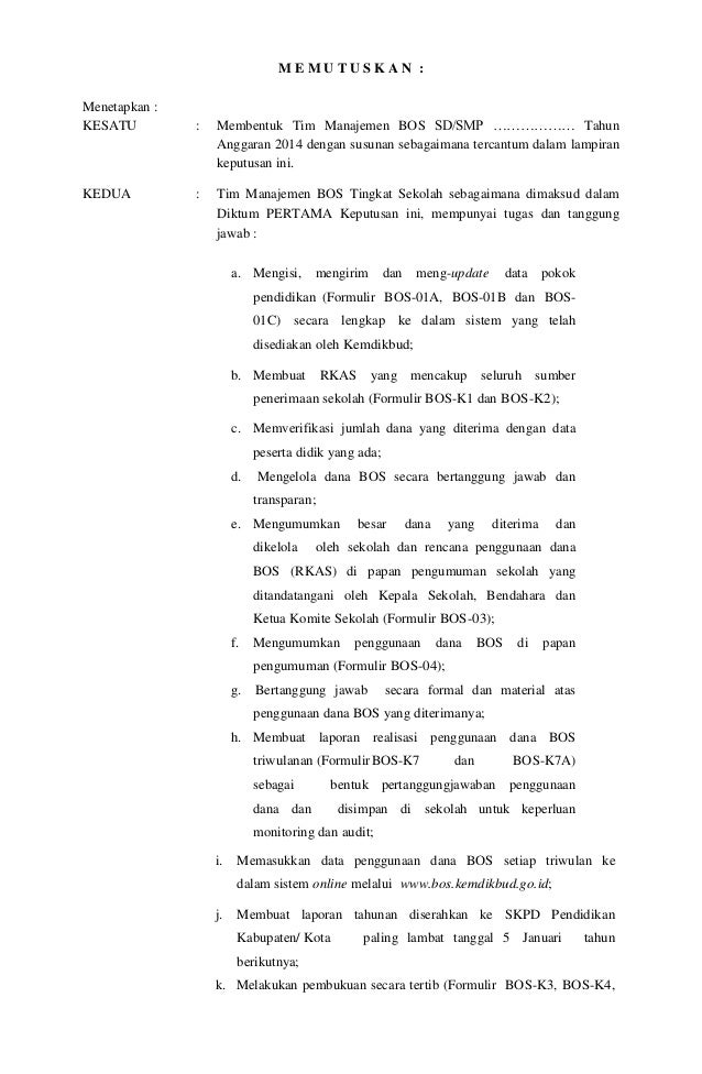 Surat Keputusan Tender Kantin