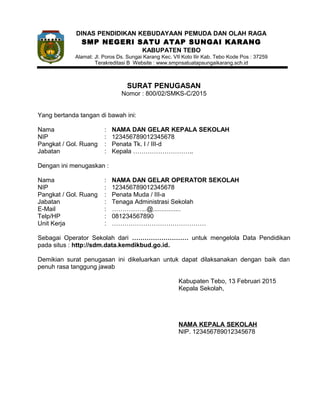 Contoh Sk Tugas Penugasan Operator Sekolah Di Sdm 2015 1