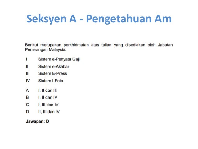 Contoh Soalan Peperiksaan Pegawai Penerangan S41