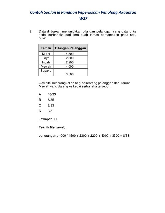 Contoh Soalan Peperiksaan Penolong Akauntan W27