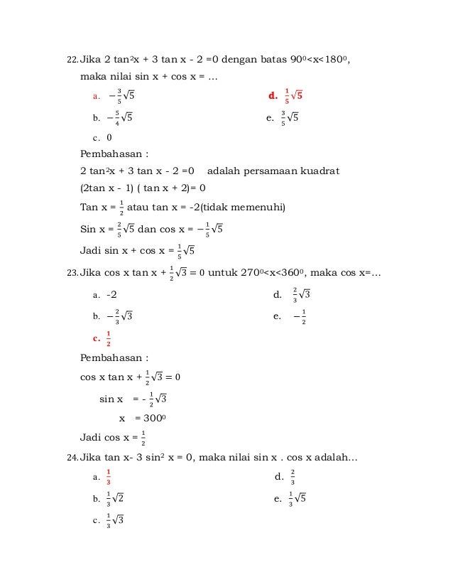 38++ Contoh soal beserta jawabanya matematika materi identitas trigonometri kelas 10 info