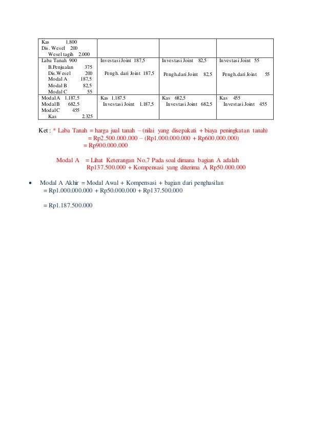 Contoh Soal Dan Jawaban Akuntansi Joint Venture