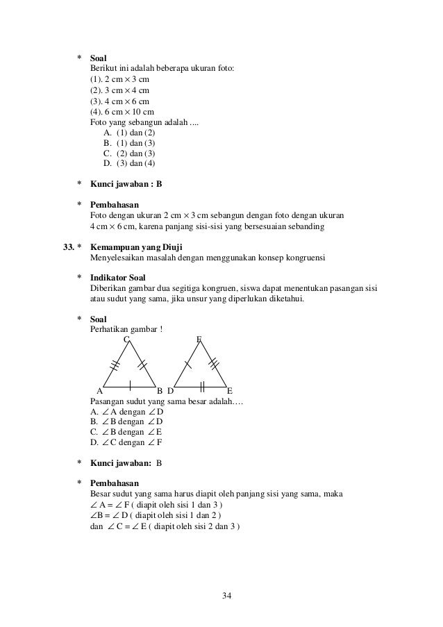 Contoh soal dan pembahasan matematika smp