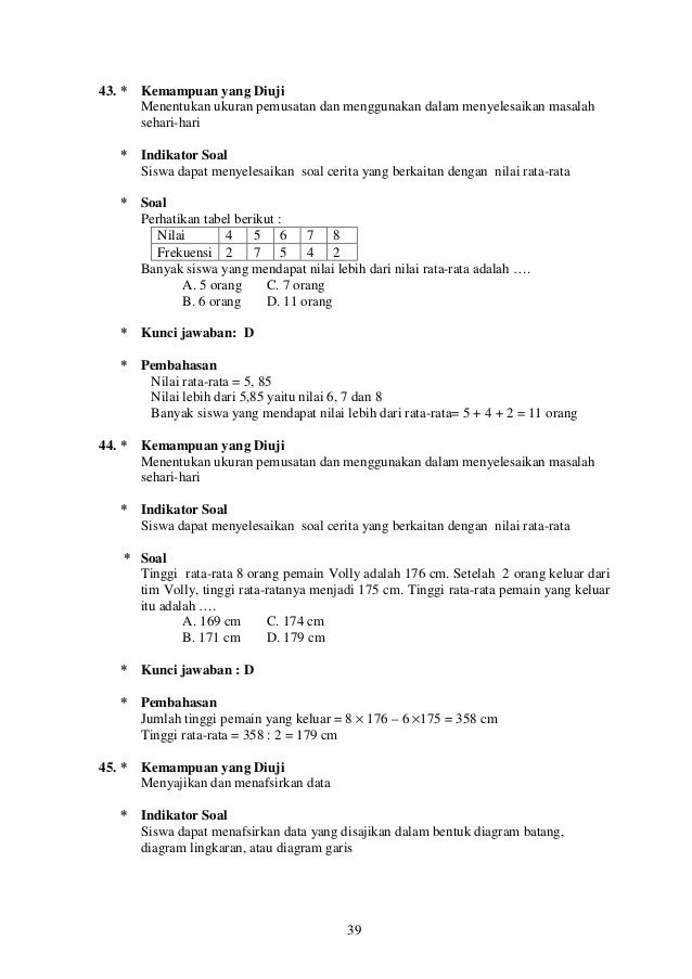 Contoh Soal Uraian Matematika Smp Kelas 9